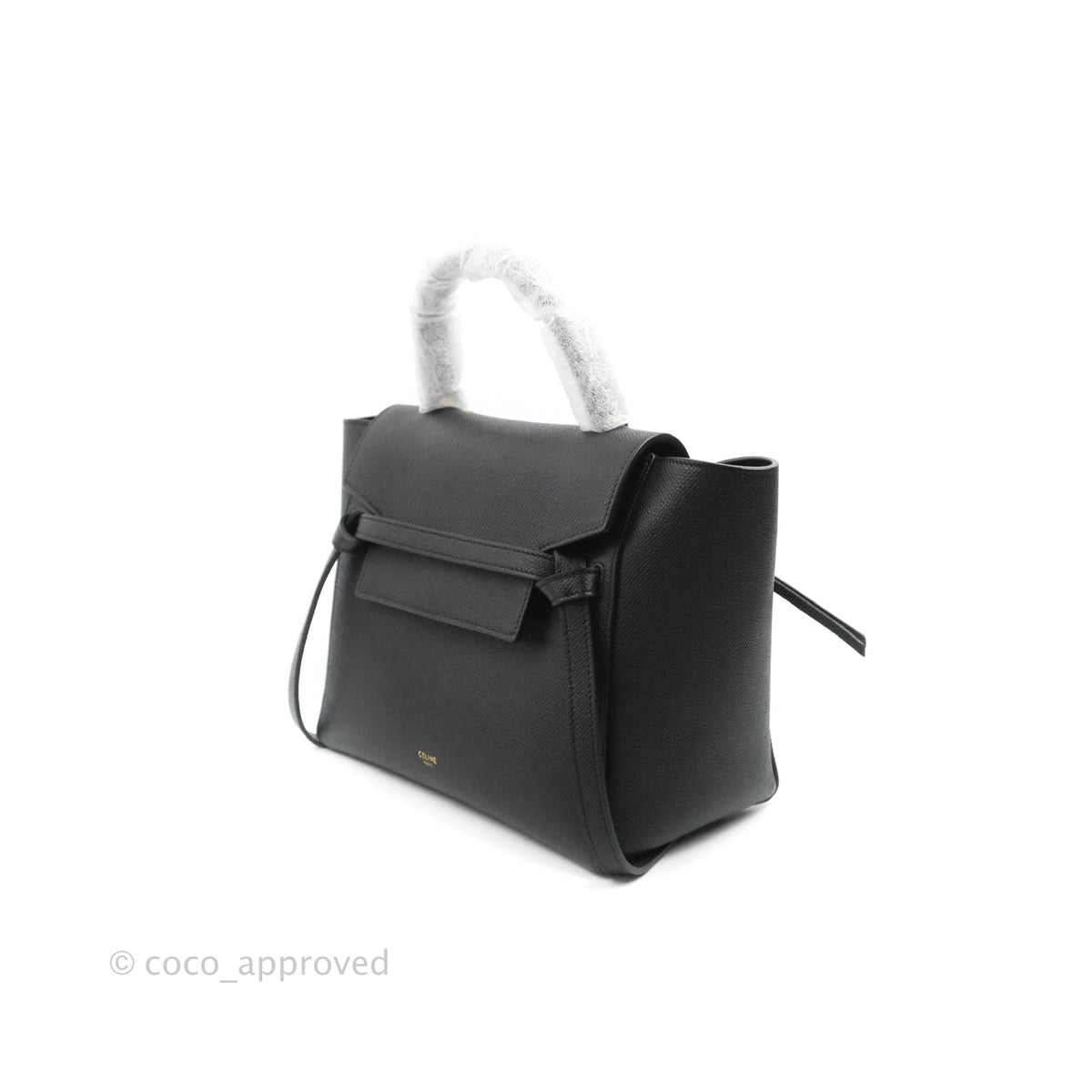 Celine Micro Belt Bag Dark Grey Grained Calfskin Gold Hardware