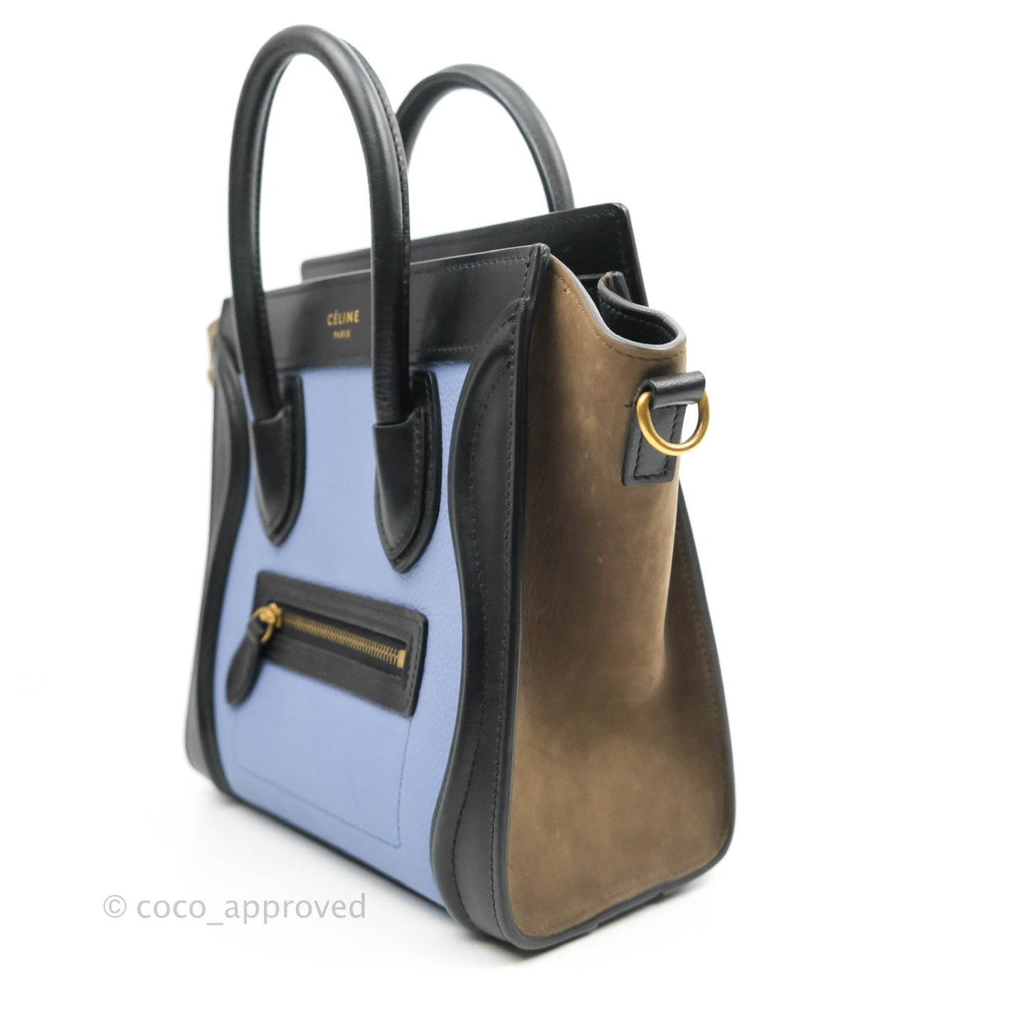 Celine Tri Color Blue/Khaki/Black Nano Luggage Tote