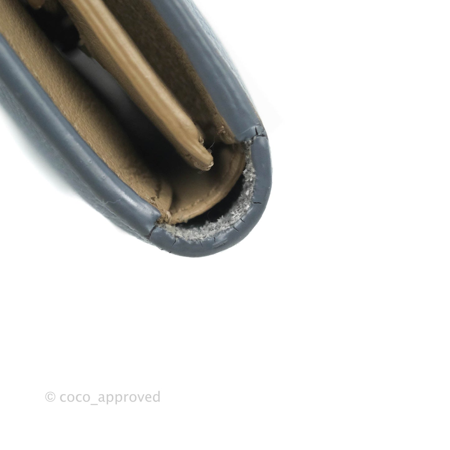 Celine Strap Medium Wallet Grained Leather Blue/Taupe