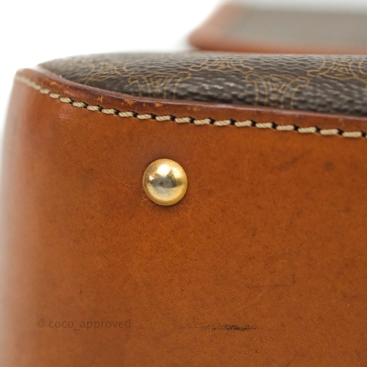 Celine Vintage Brown Canvas Top Handle Bag