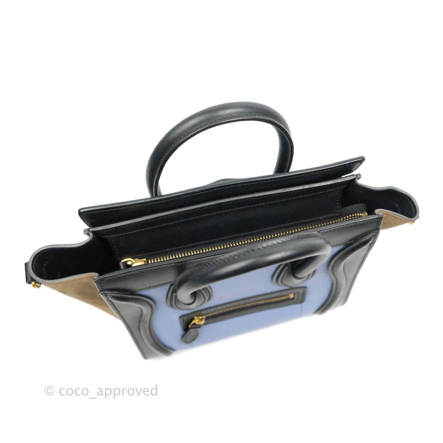 Celine Tri Color Blue/Khaki/Black Nano Luggage Tote