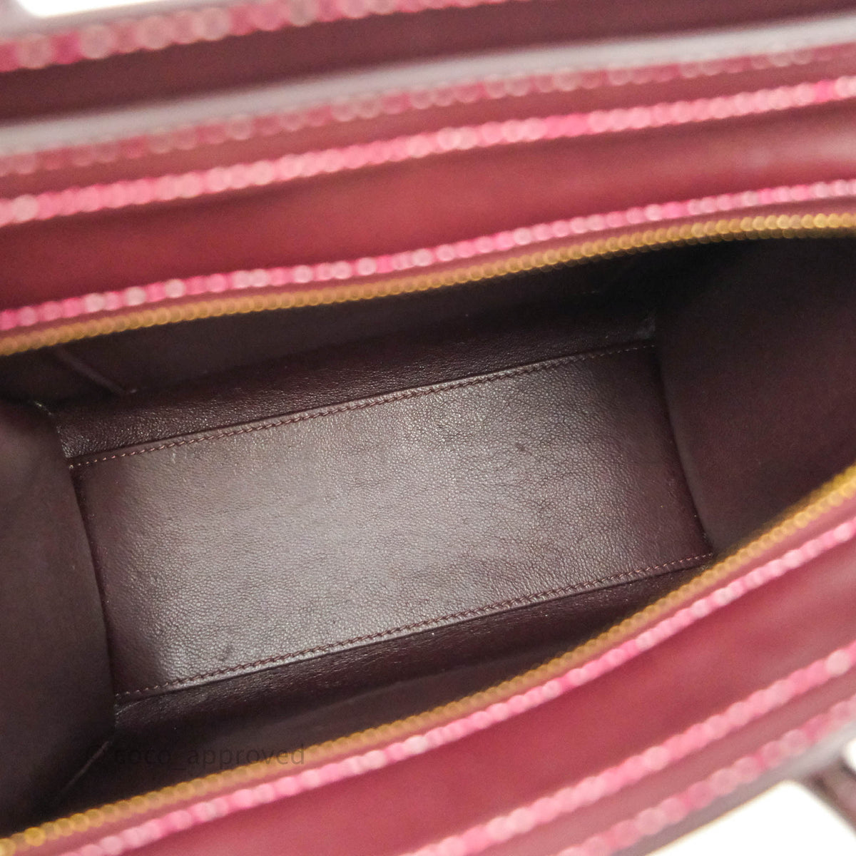 Celine Nano Luggage Bag Burgundy Gold Hardware