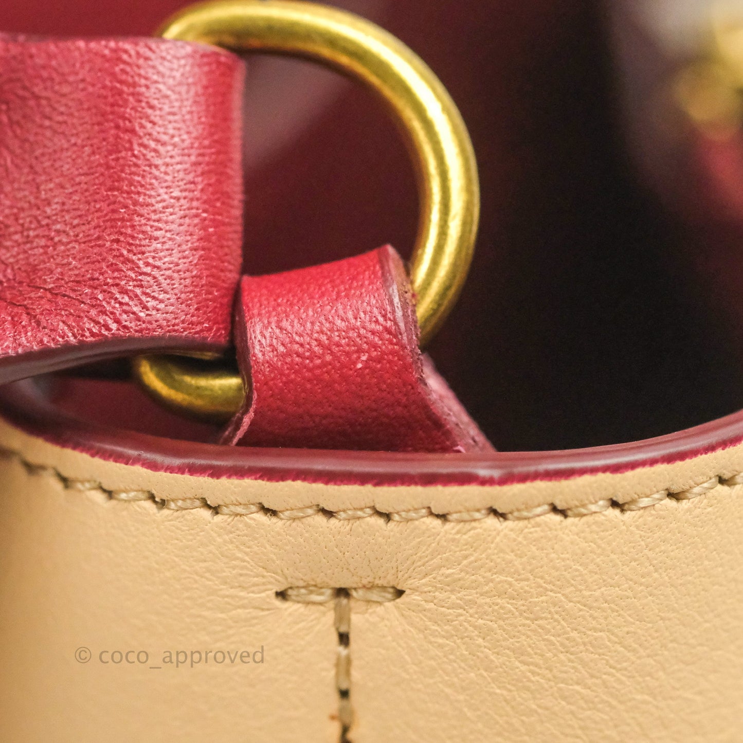 Celine Frame Shoulder Bag Beige Red Calfskin Gold Hardware