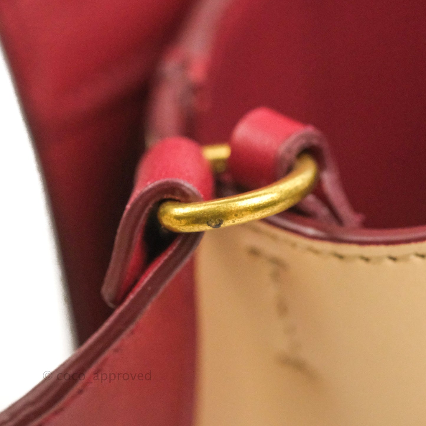 Celine Frame Shoulder Bag Beige Red Calfskin Gold Hardware