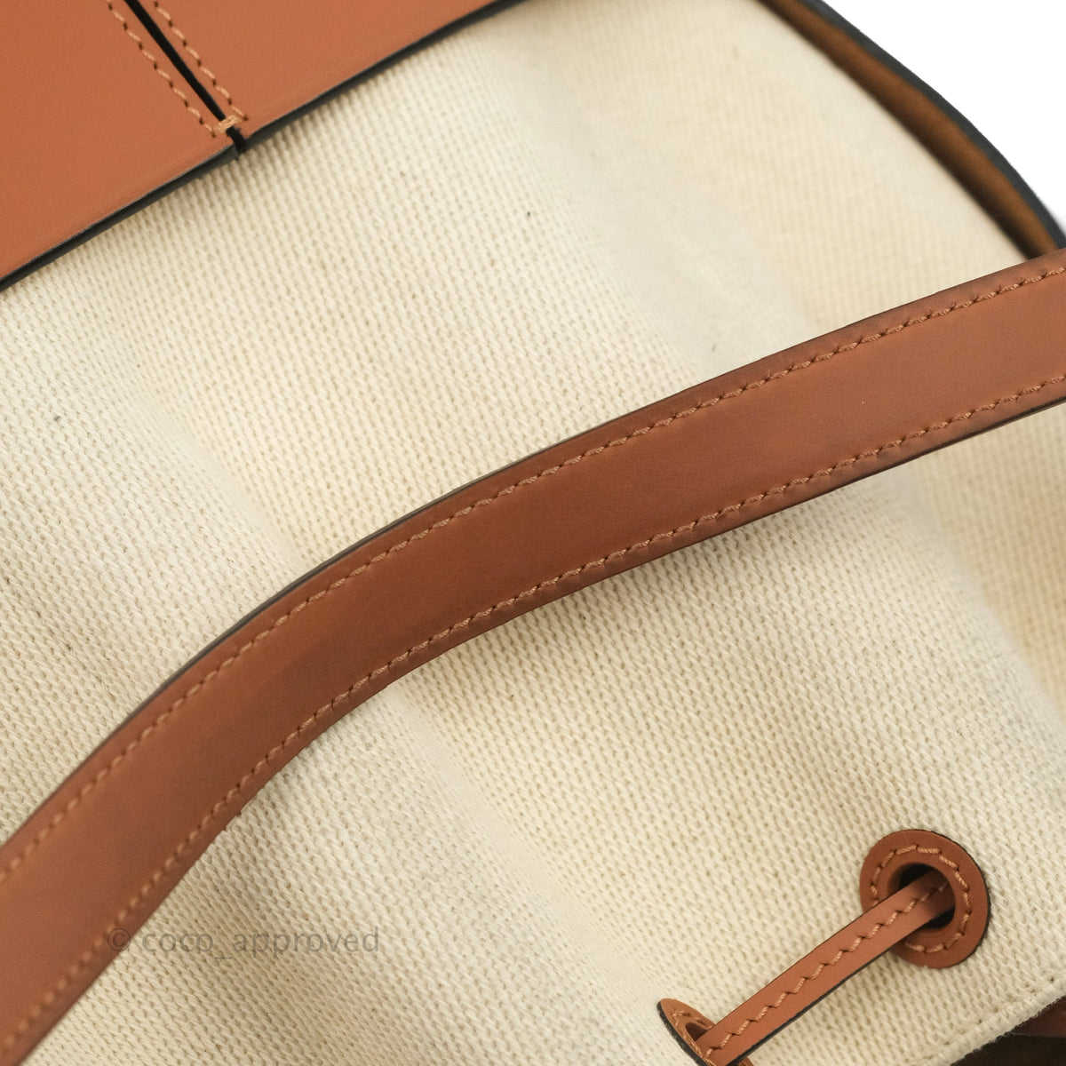Loewe Small Balloon Bucket Bag Canvas Tan Calfskin