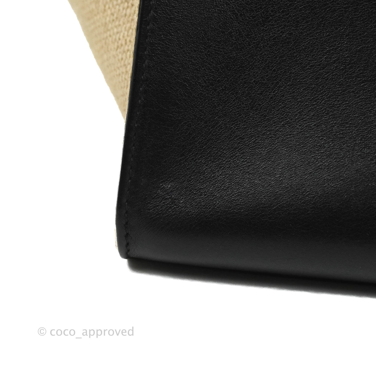 Celine Small Sleek Calfskin Tri-Color Trapeze Ivory Black Raffia