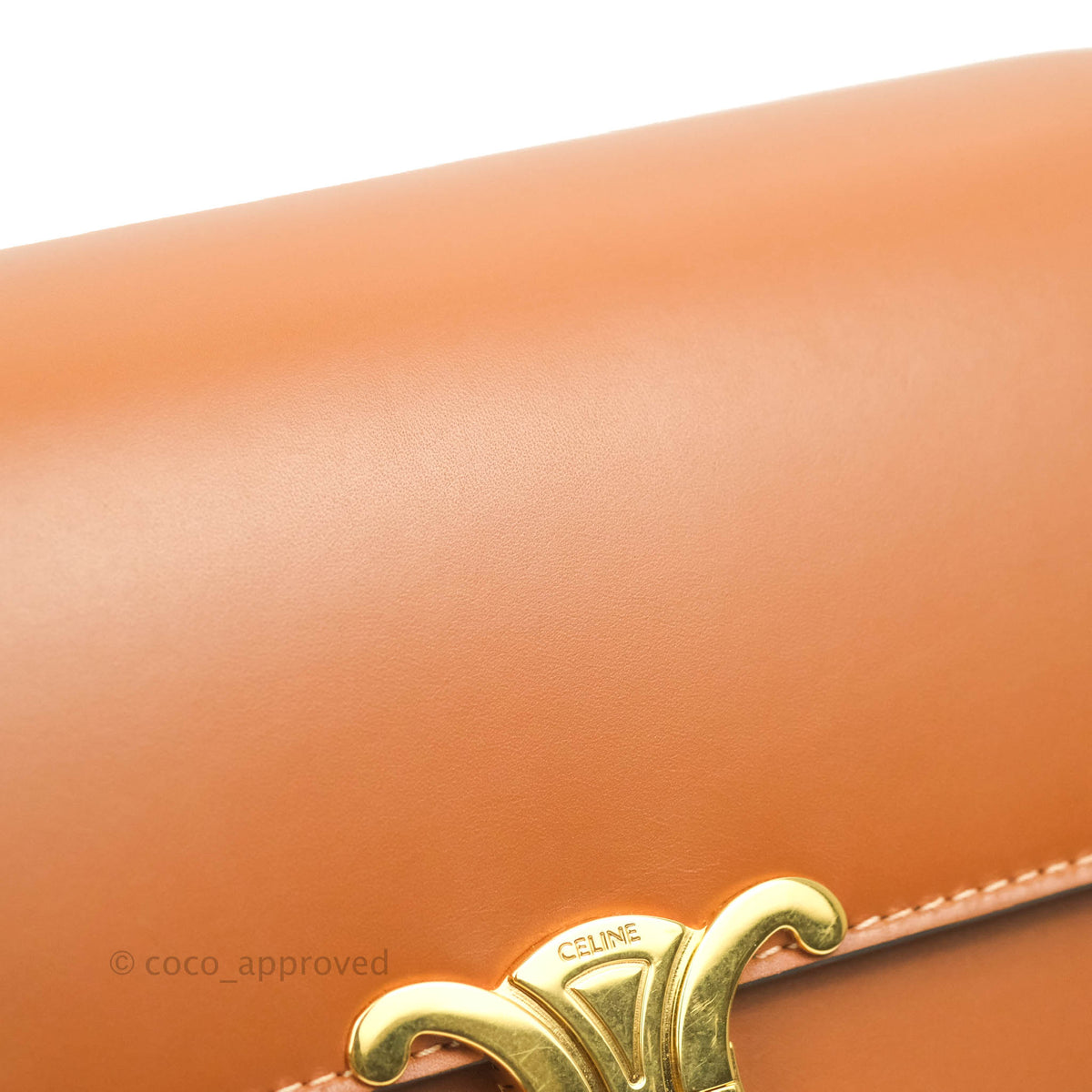 Celine Medium Triomphe Bag Tan Shiny Calfskin