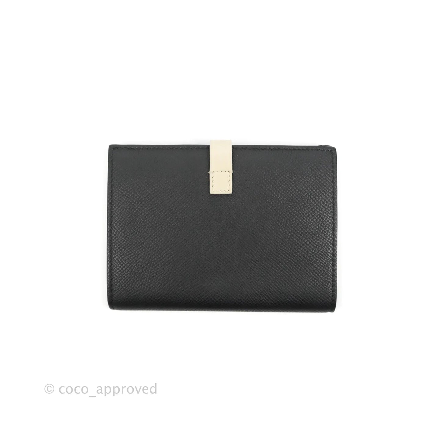 Celine Medium Strap Wallet In Grained Calfskin Black/Cream