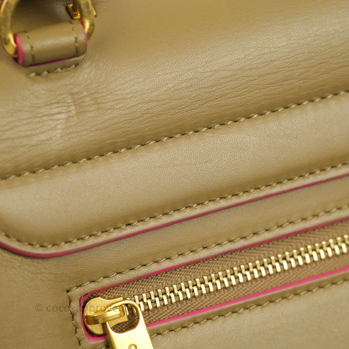 Celine Small Sleek Trapeze Beige Neon Pink Calfskin