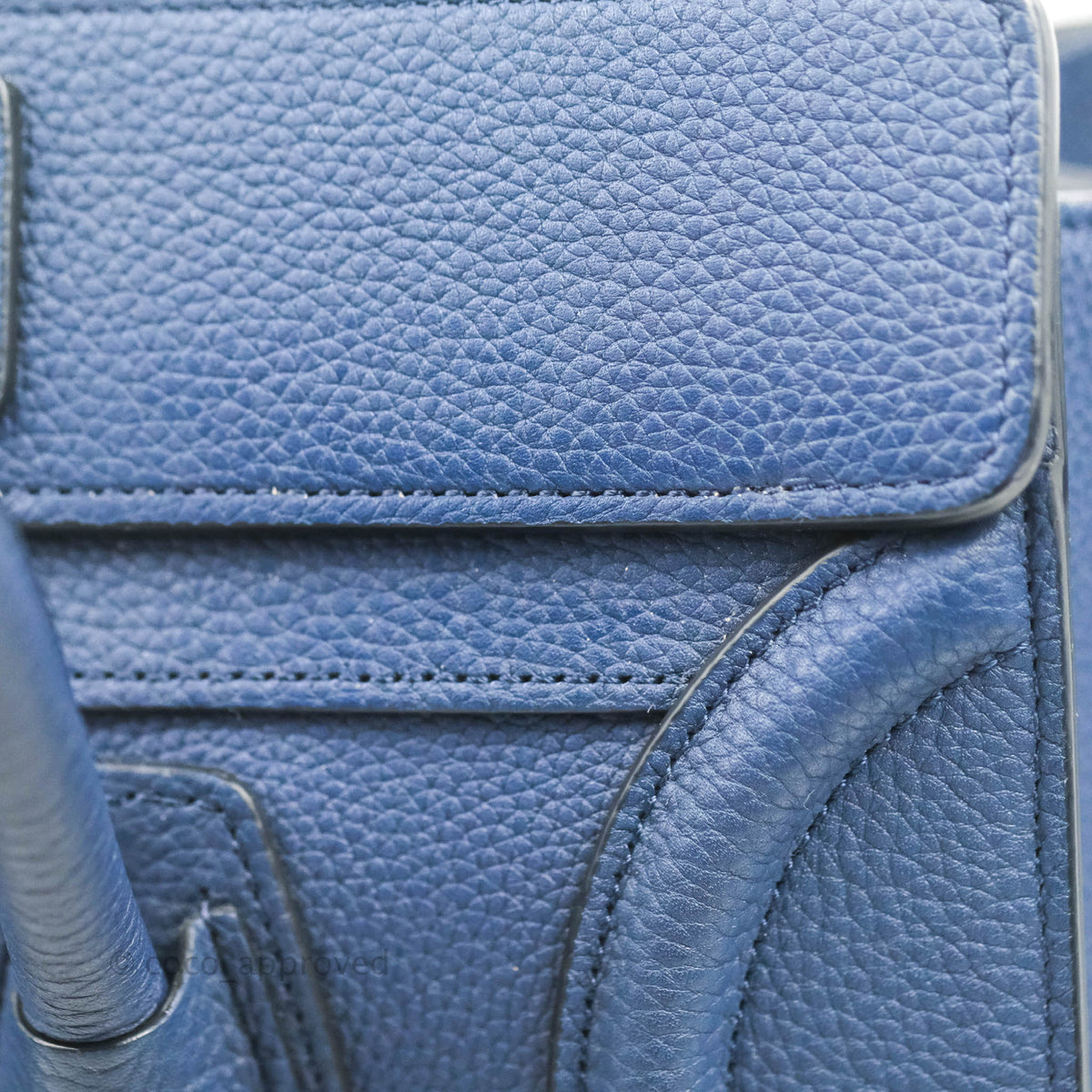 Celine Micro Luggage Handbag Navy Grained Calfskin Gold Hardware