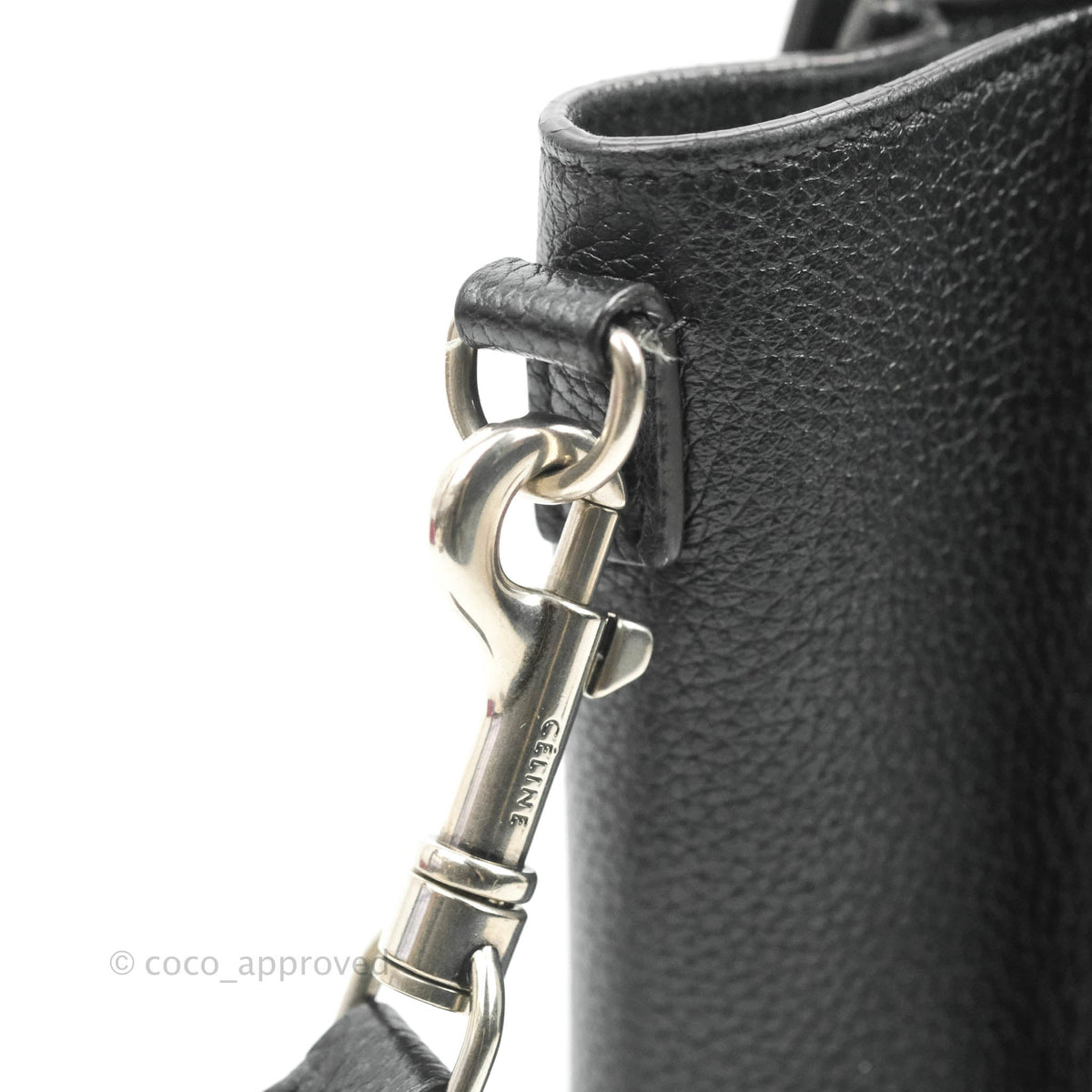 Celine Nano Luggage Black Drummed Calfskin Silver Hardware