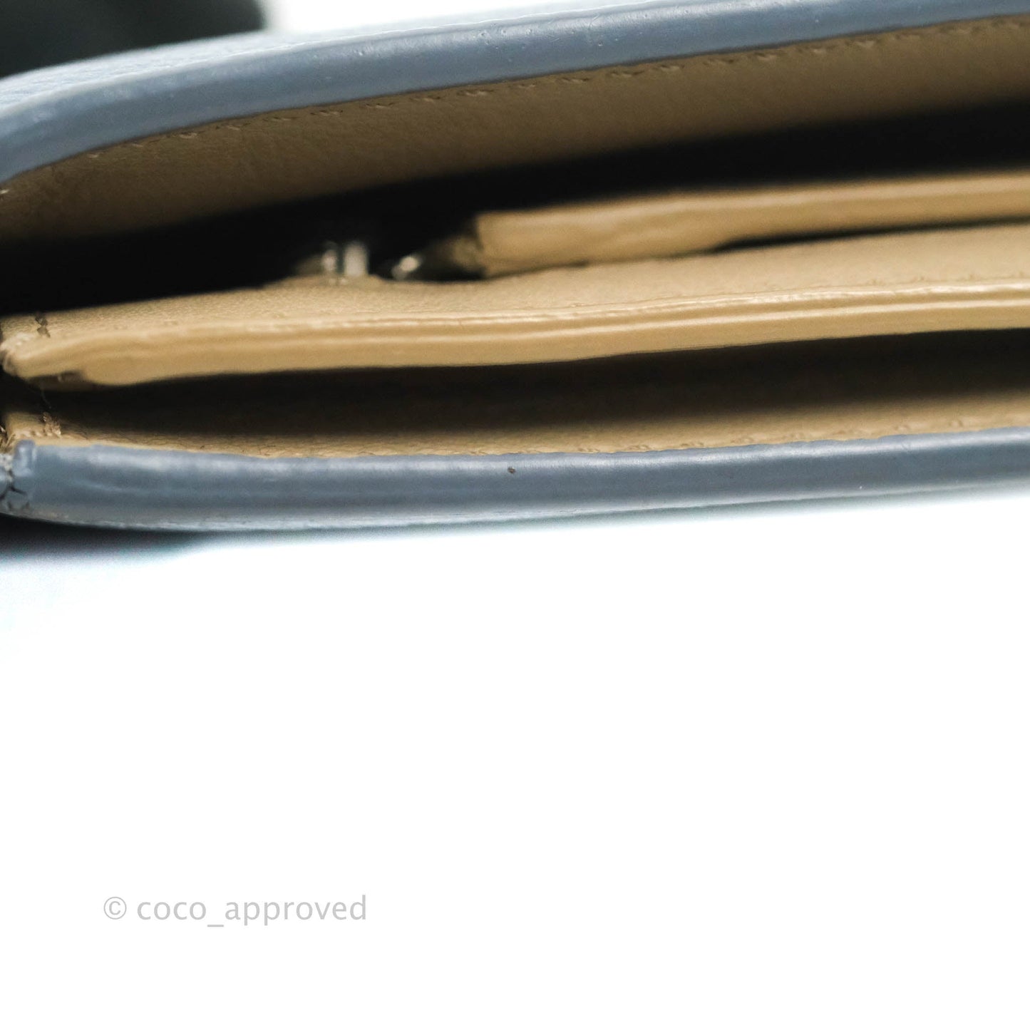 Celine Strap Medium Wallet Grained Leather Blue/Taupe