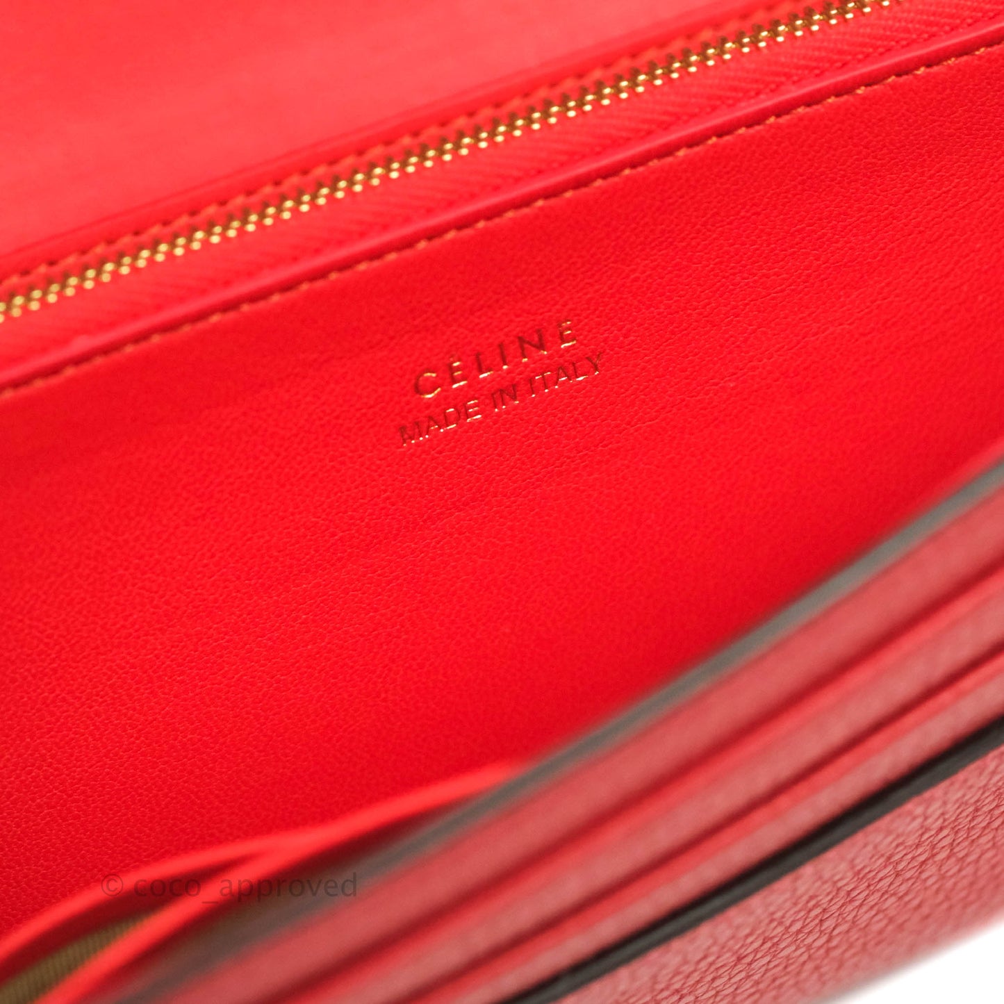 Celine Large Multifunction Flap Wallet Red Grained Leather