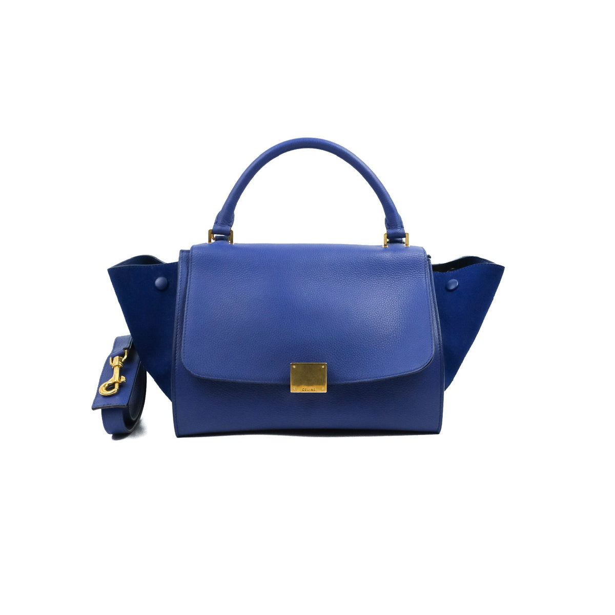 Celine Sleek Small Tri-Color Trapeze Blue Calfskin