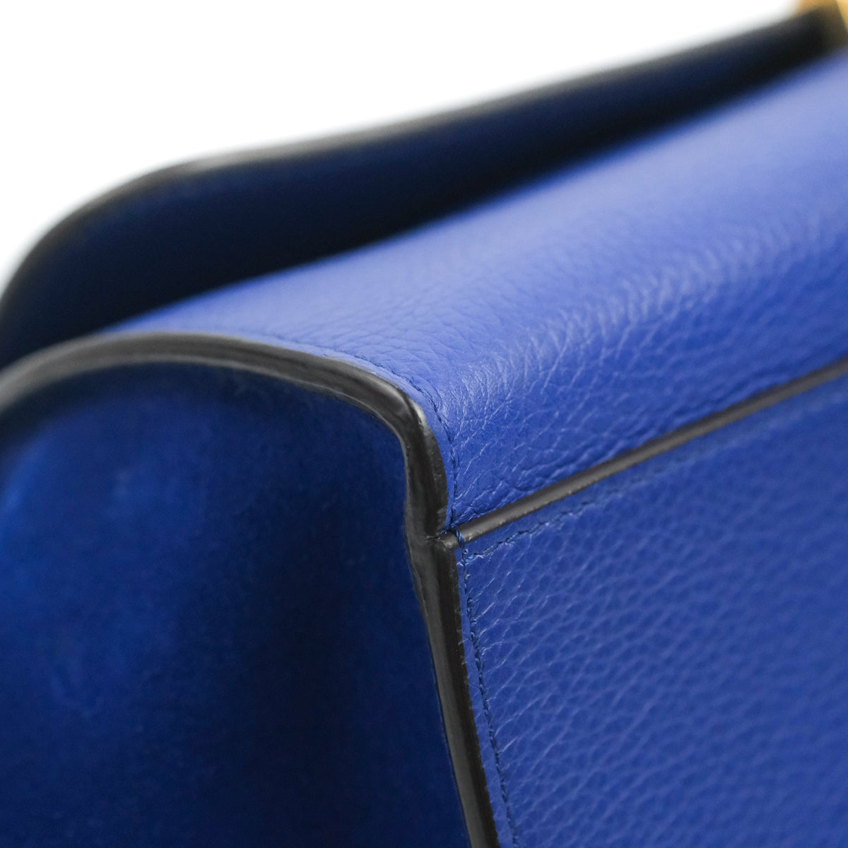 Celine Sleek Small Tri-Color Trapeze Blue Calfskin