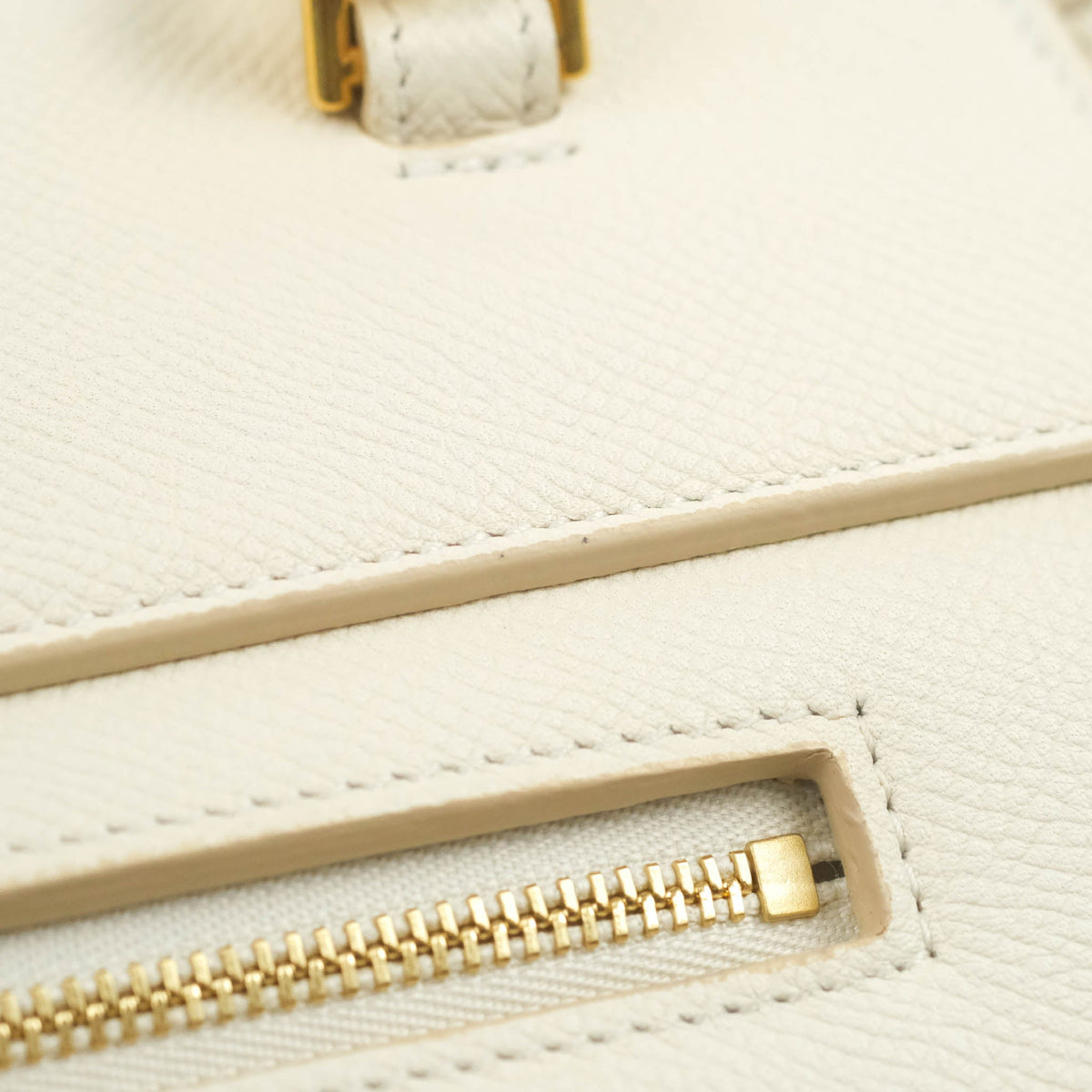 Celine Mini Belt Bag White Grained Calfskin Gold Hardware