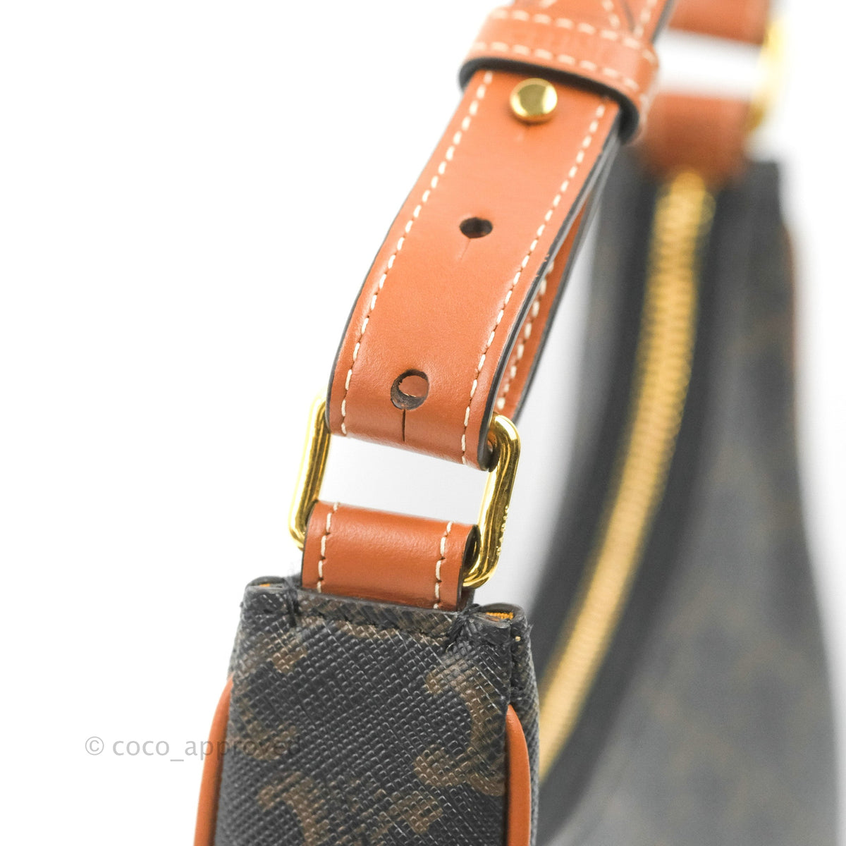 Celine Ava Bag In Triomphe Canvas Calfskin Tan