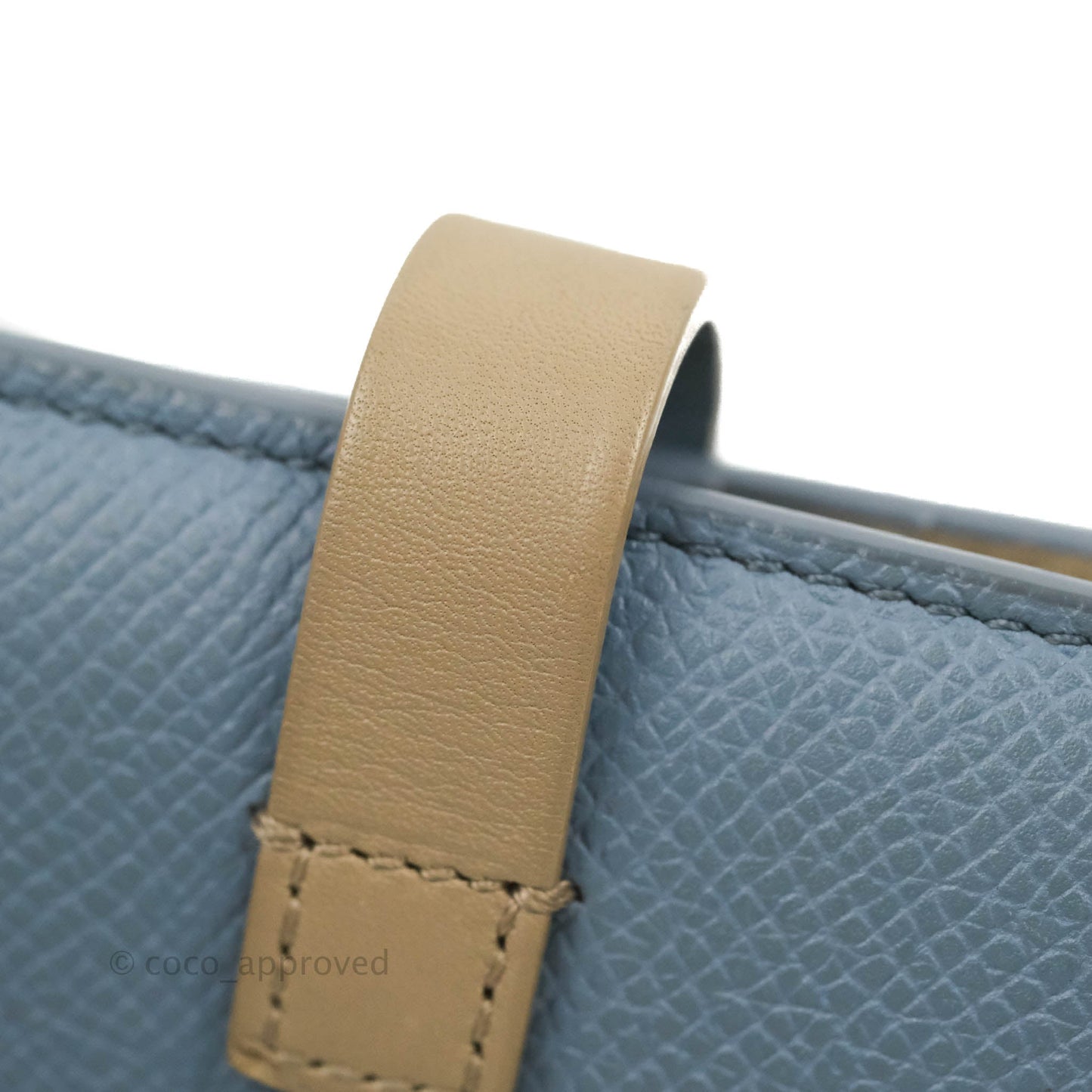Celine Strap Medium Wallet Grained Leather Blue/Taupe