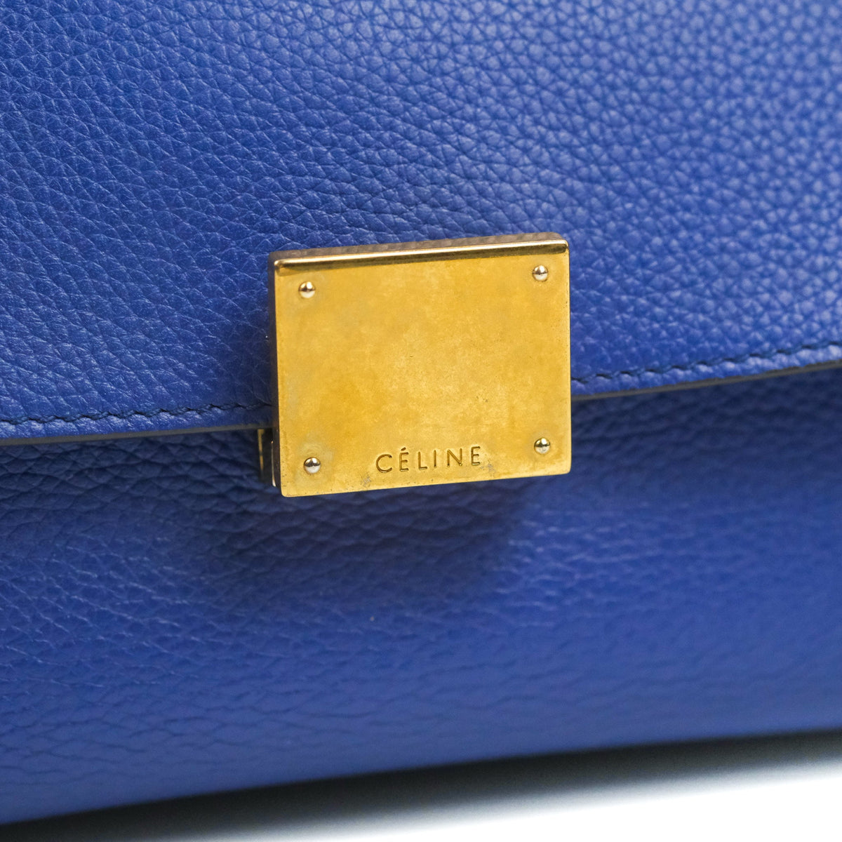 Celine Sleek Small Tri-Color Trapeze Blue Calfskin