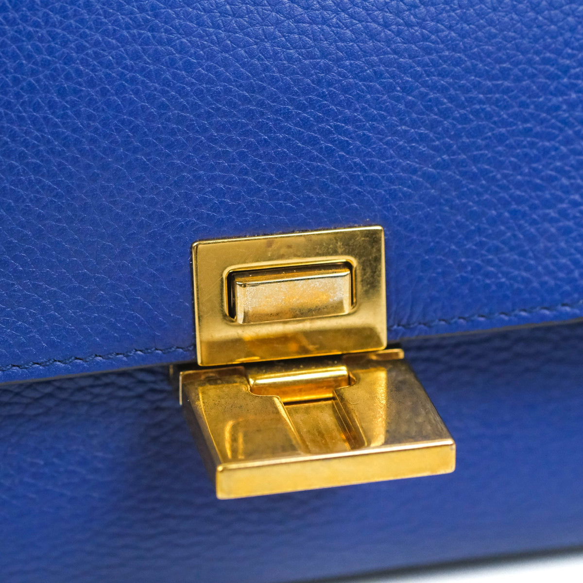 Celine Sleek Small Tri-Color Trapeze Blue Calfskin