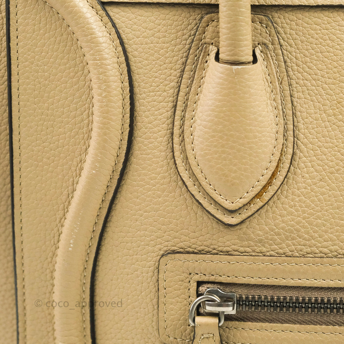 Celine Micro Luggage Handbag Dune Grained Calfskin