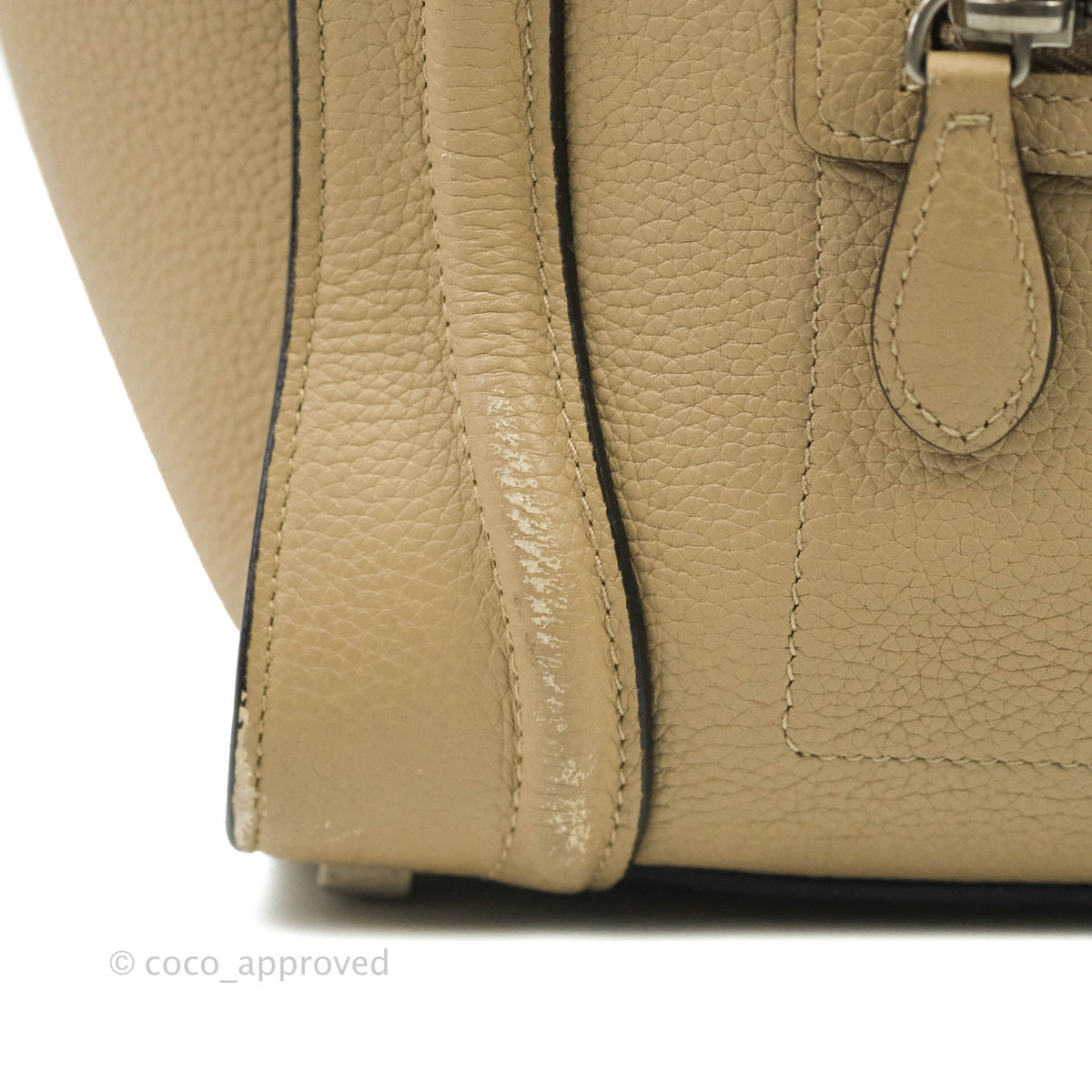 Celine Micro Luggage Handbag Dune Grained Calfskin