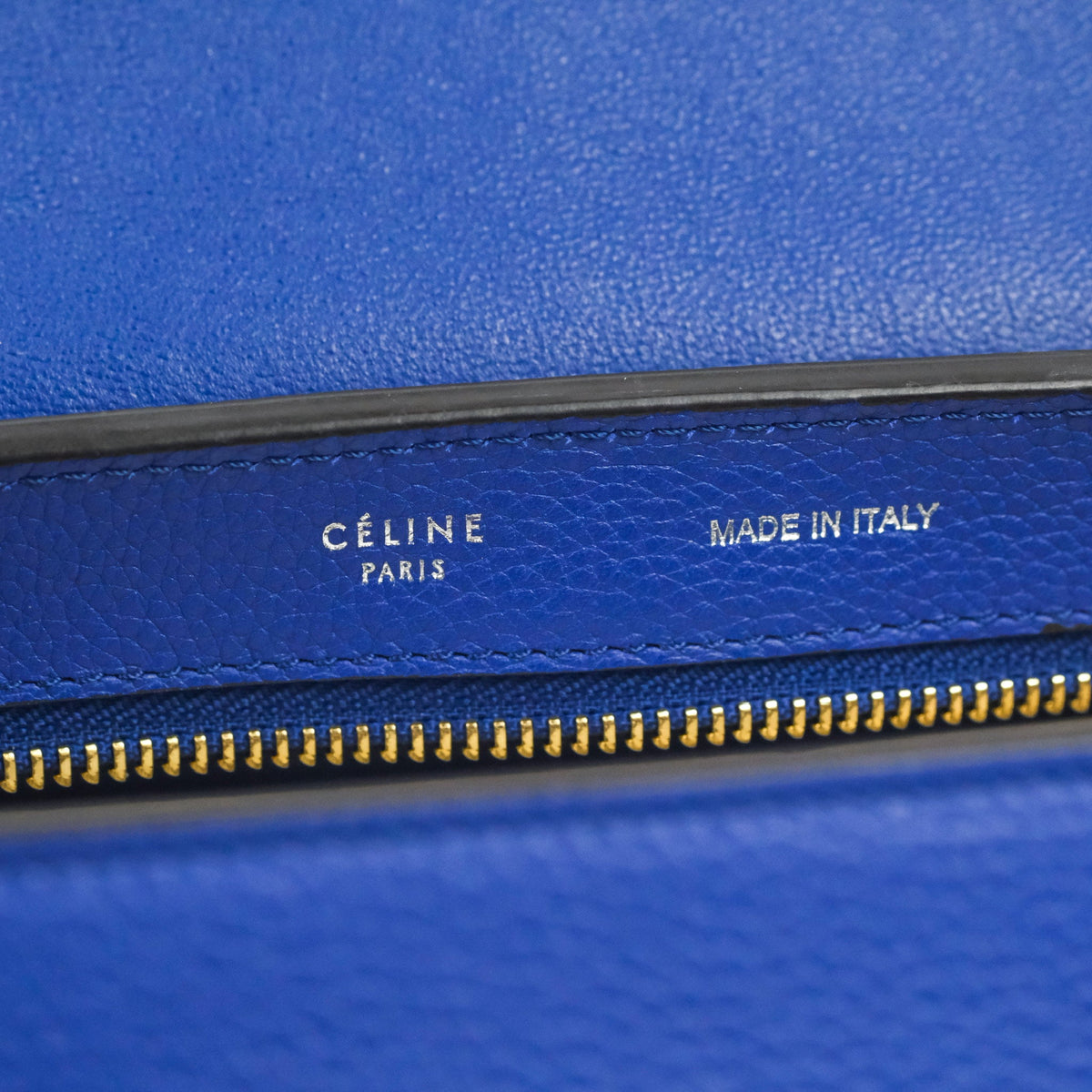 Celine Sleek Small Tri-Color Trapeze Blue Calfskin