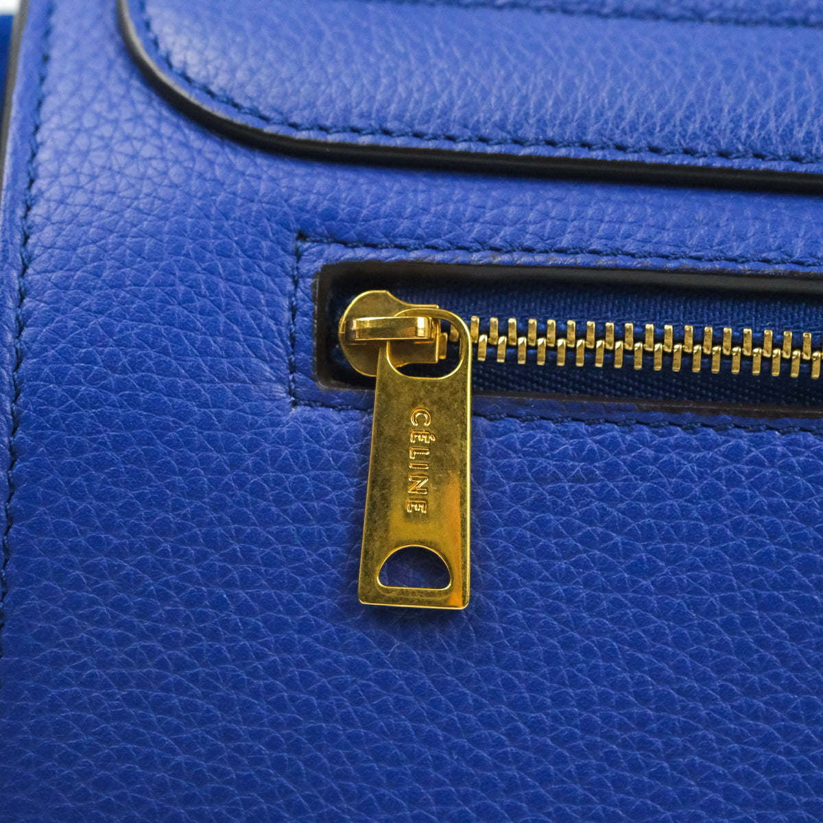 Celine Sleek Small Tri-Color Trapeze Blue Calfskin