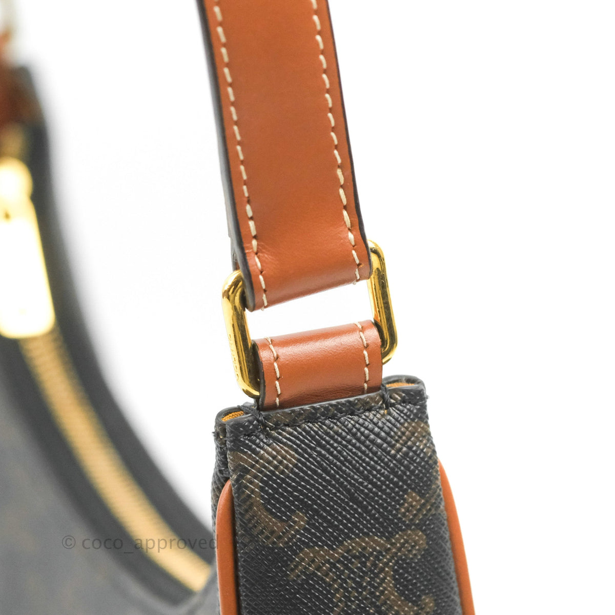 Celine Ava Bag In Triomphe Canvas Calfskin Tan