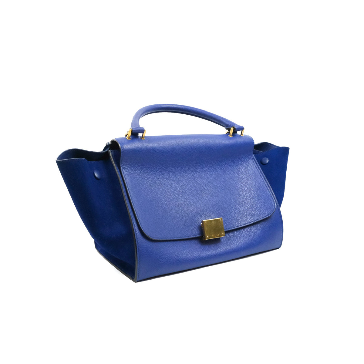 Celine Sleek Small Tri-Color Trapeze Blue Calfskin
