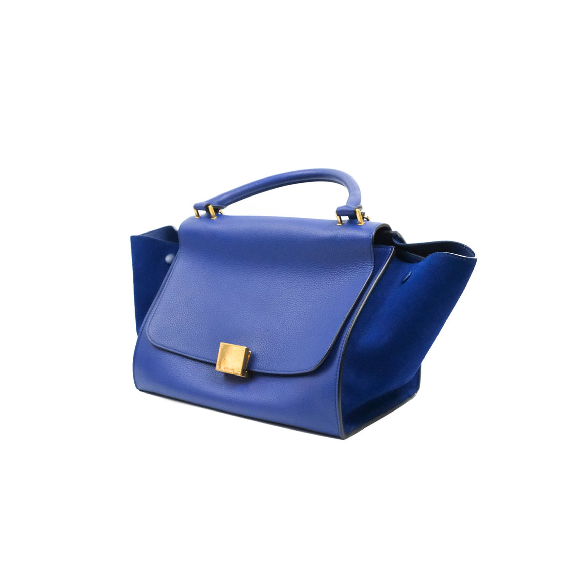 Celine Sleek Small Tri-Color Trapeze Blue Calfskin