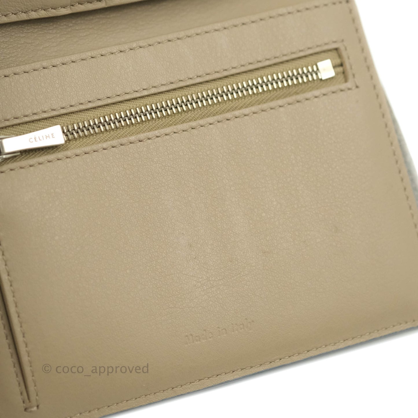Celine Strap Medium Wallet Grained Leather Blue/Taupe