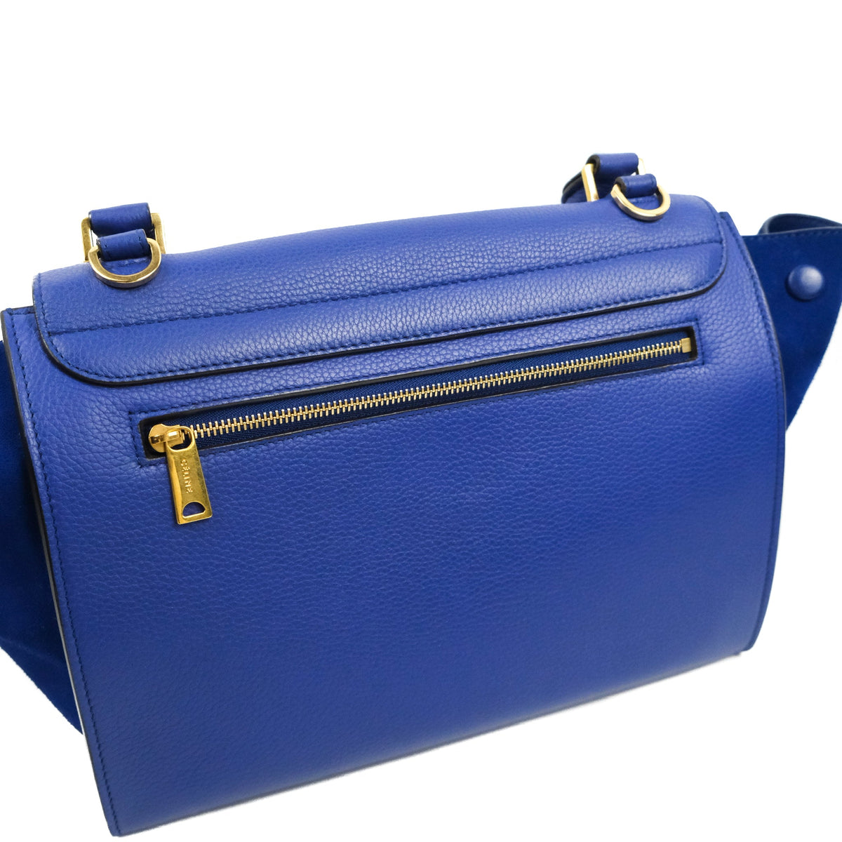 Celine Sleek Small Tri-Color Trapeze Blue Calfskin