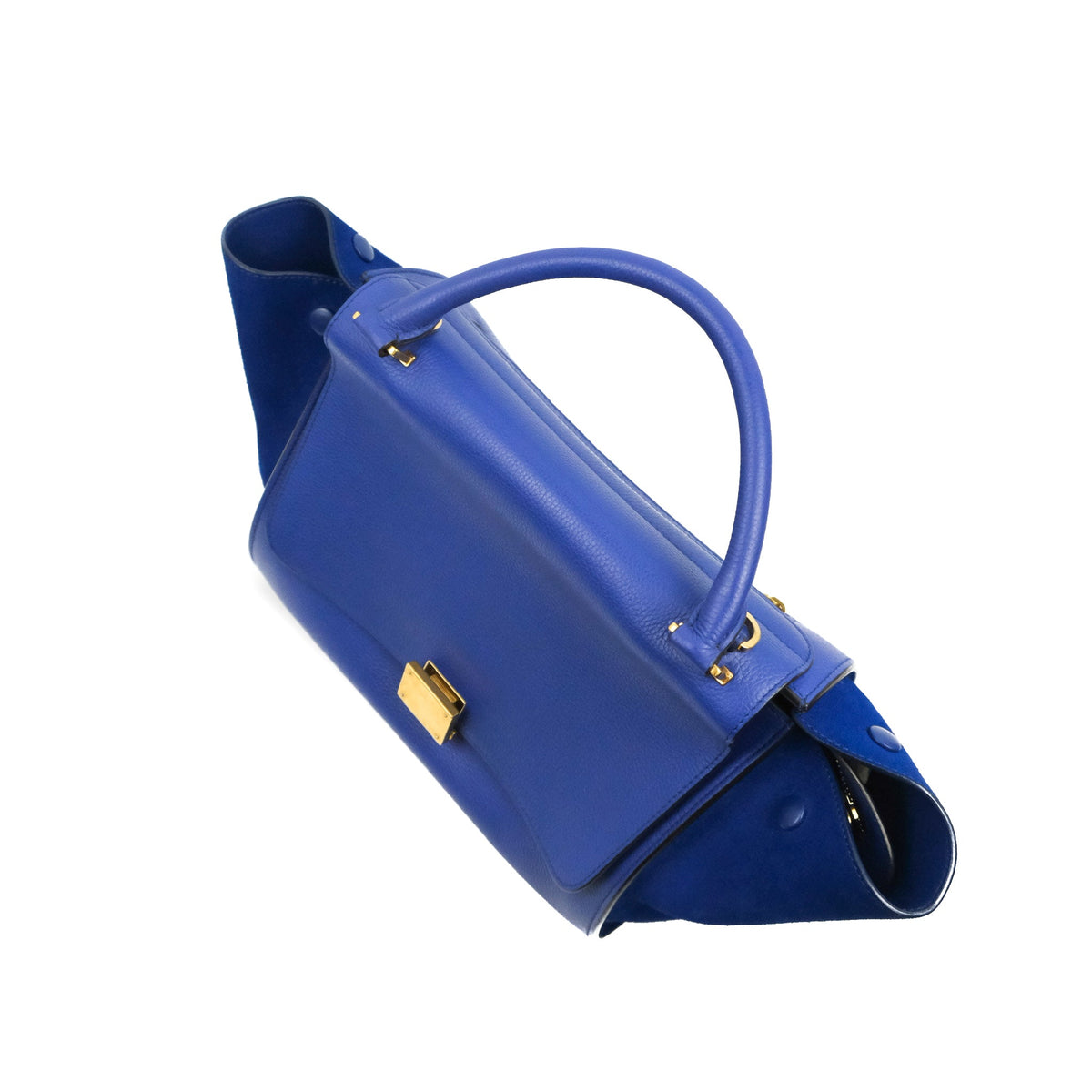 Celine Sleek Small Tri-Color Trapeze Blue Calfskin