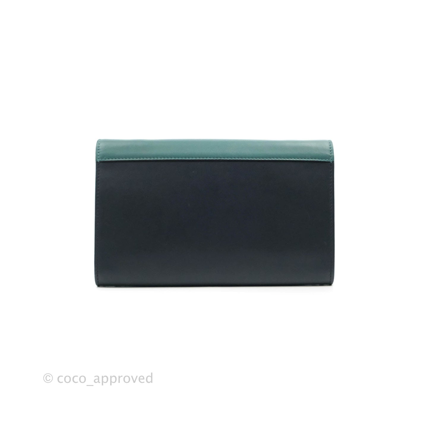 Celine Pocket Envelope Wallet on Chain Blue/Green/Navy Silver Hardware