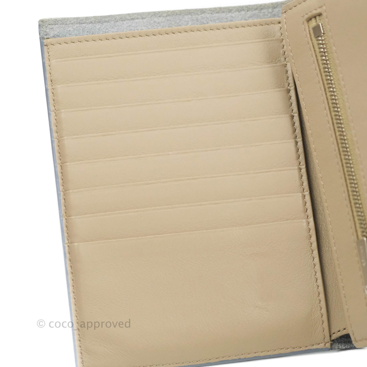 Celine Strap Medium Wallet Grained Leather Blue/Taupe