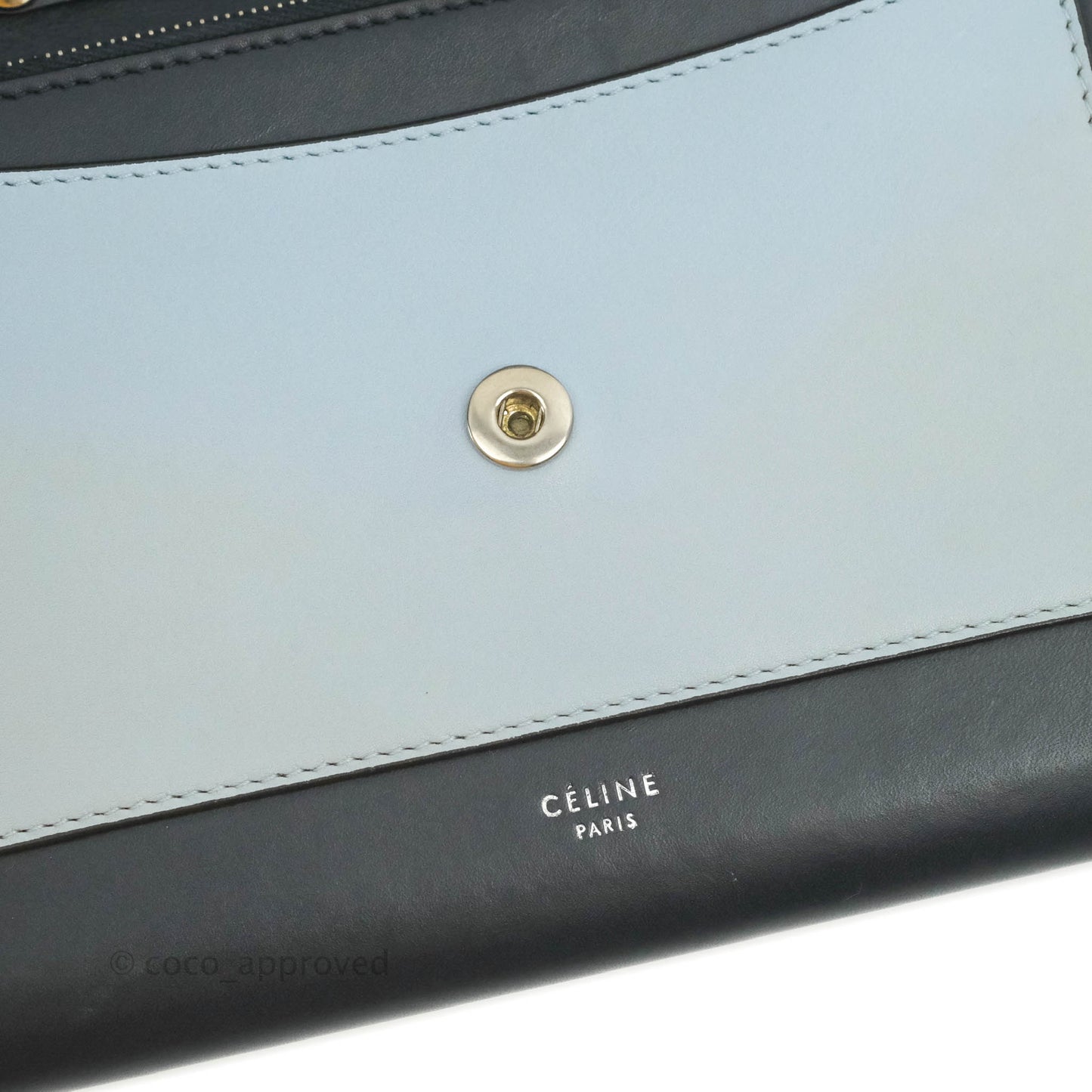 Celine Pocket Envelope Wallet on Chain Blue/Green/Navy Silver Hardware