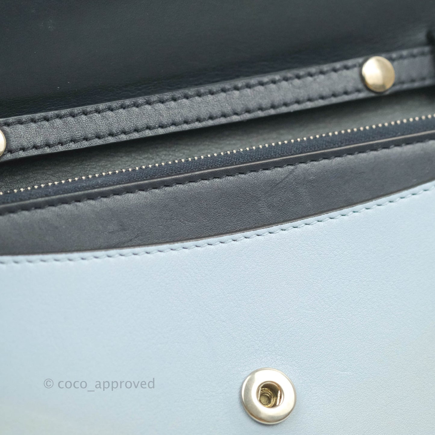 Celine Pocket Envelope Wallet on Chain Blue/Green/Navy Silver Hardware