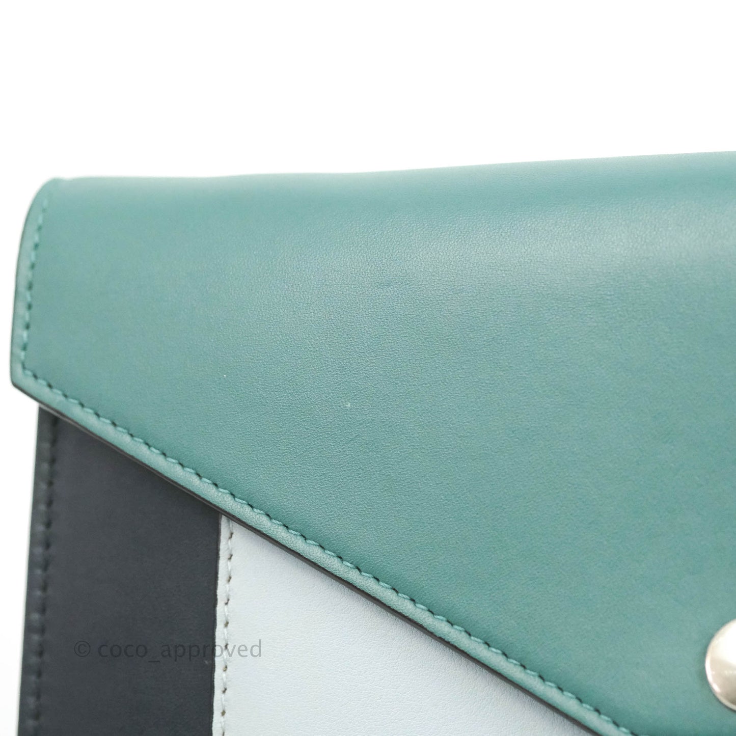 Celine Pocket Envelope Wallet on Chain Blue/Green/Navy Silver Hardware