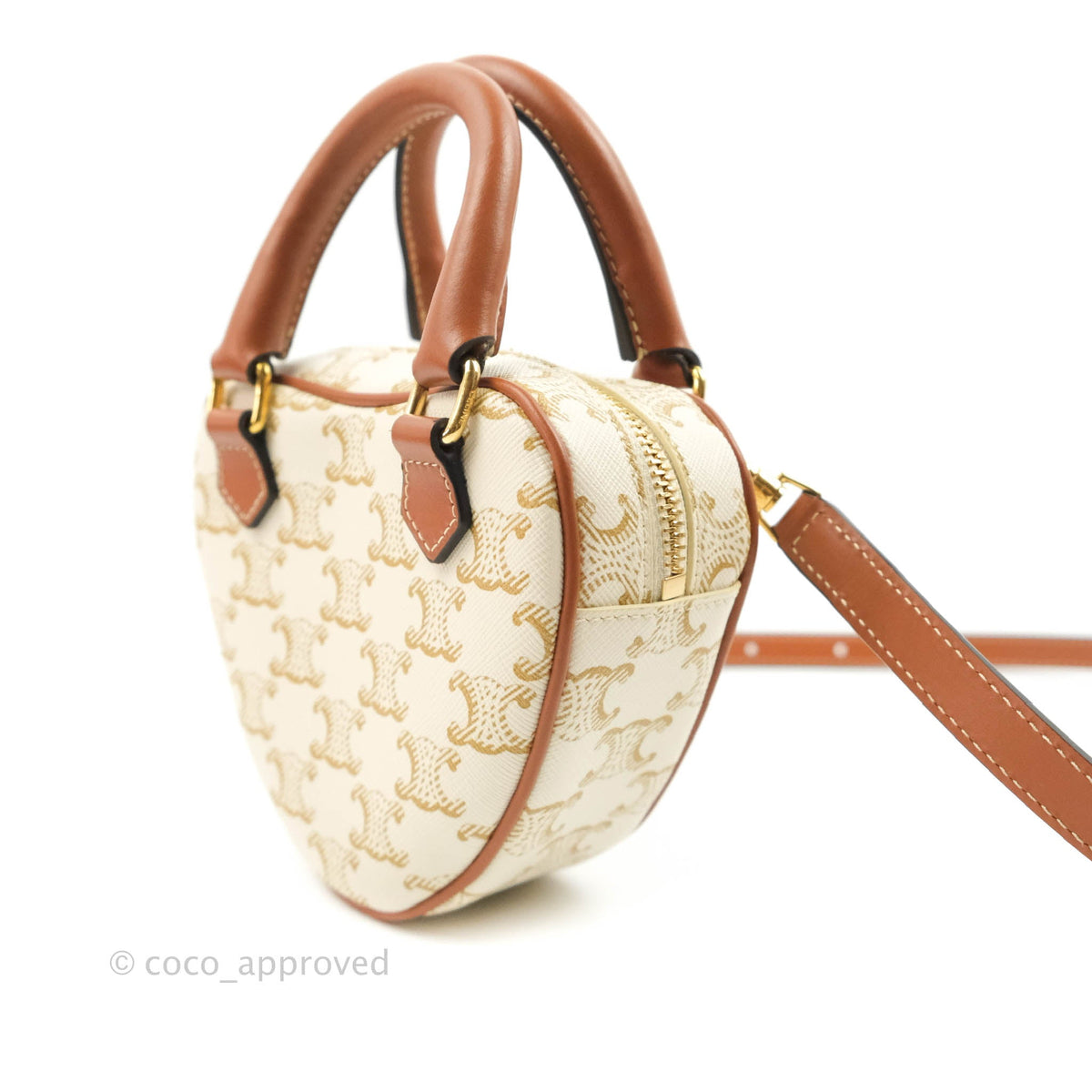 Celine Heart Medium Triomphe White Calfskin