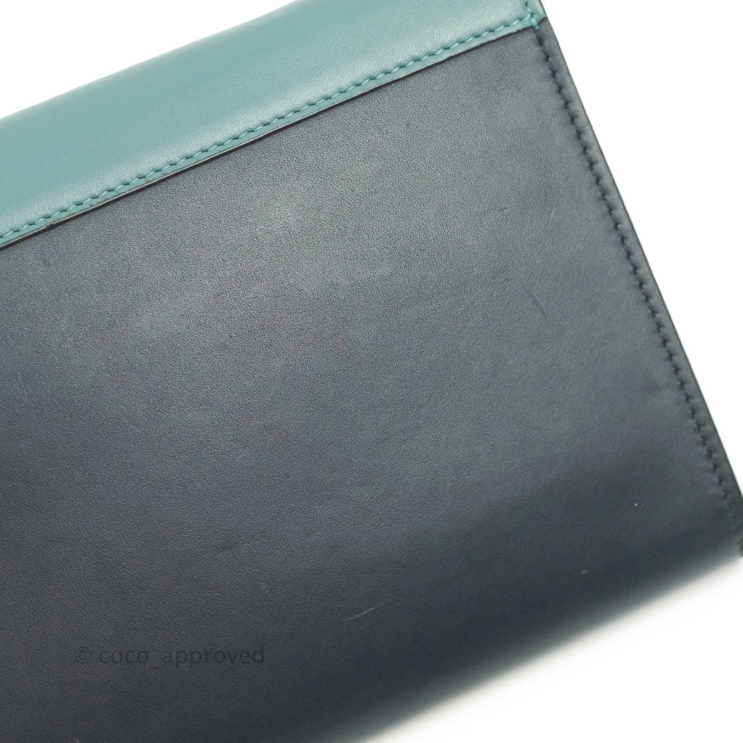 Celine Pocket Envelope Wallet on Chain Blue/Green/Navy Silver Hardware