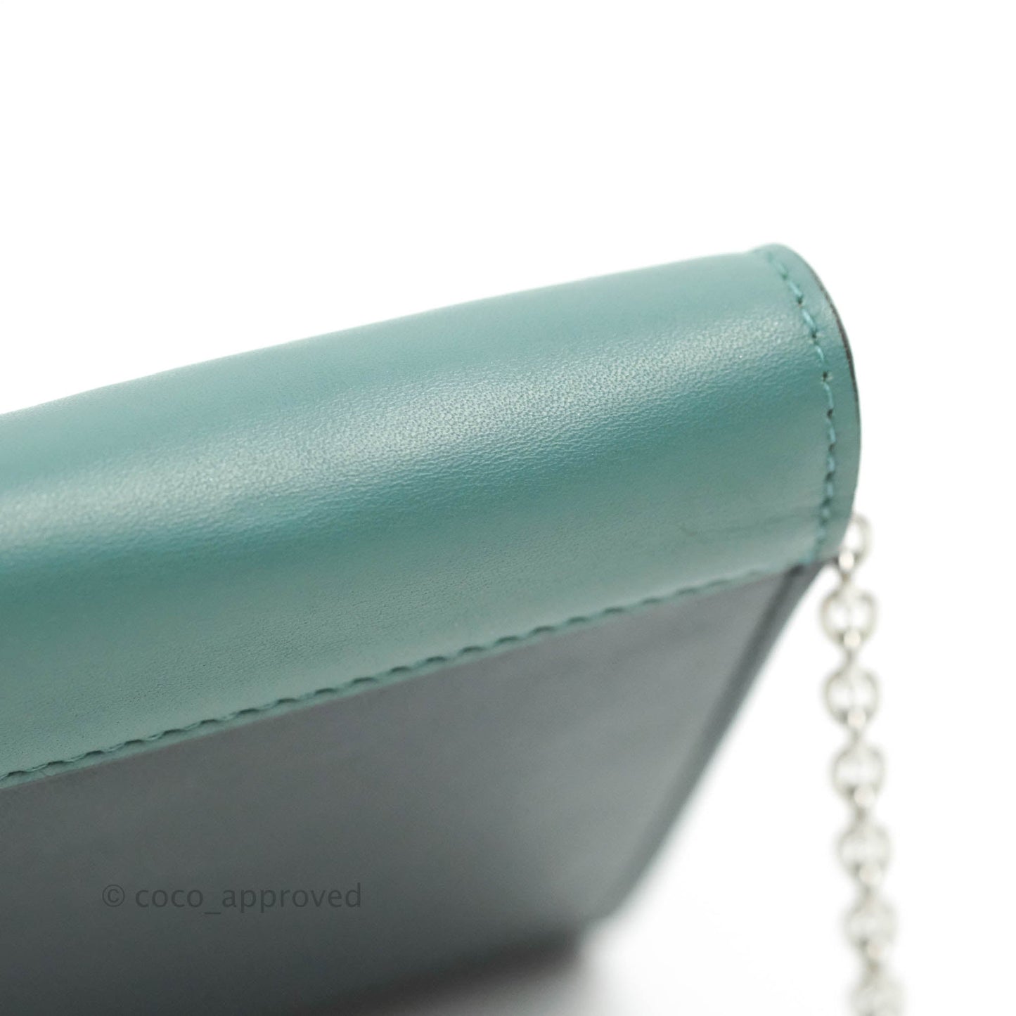 Celine Pocket Envelope Wallet on Chain Blue/Green/Navy Silver Hardware