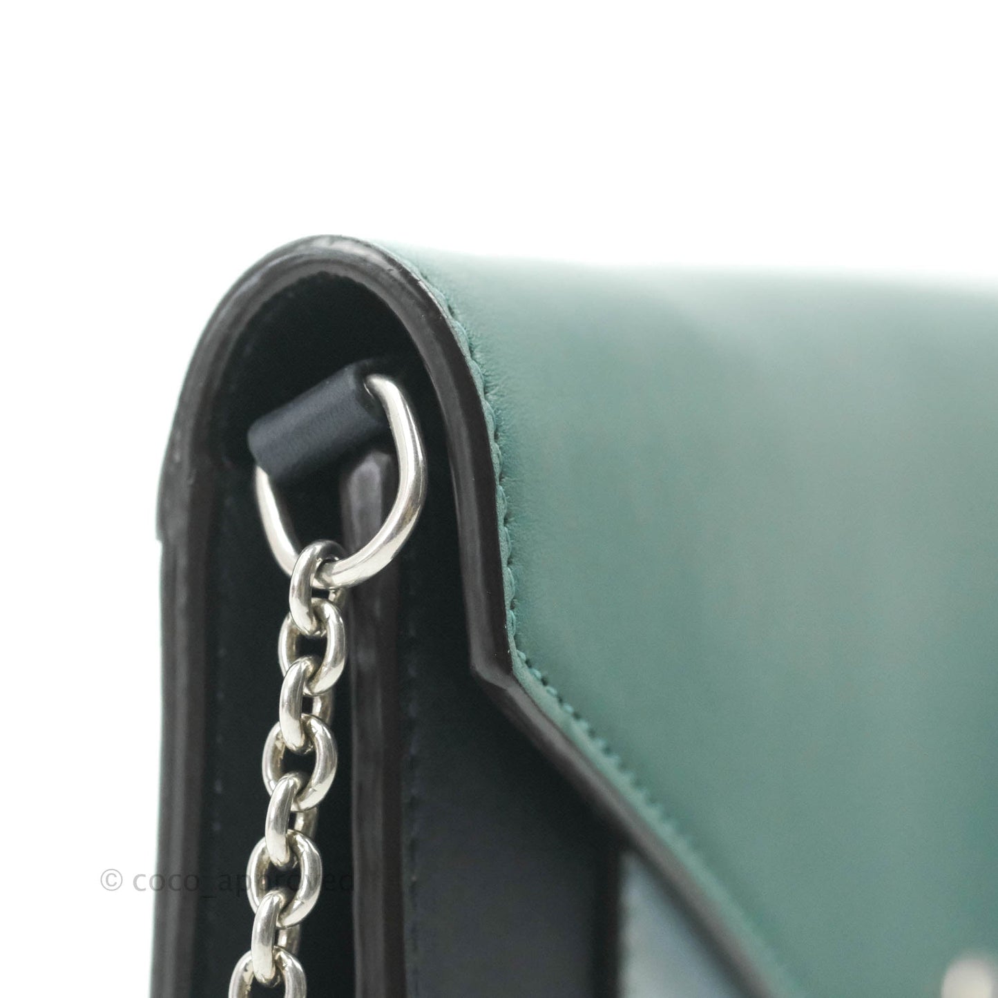 Celine Pocket Envelope Wallet on Chain Blue/Green/Navy Silver Hardware