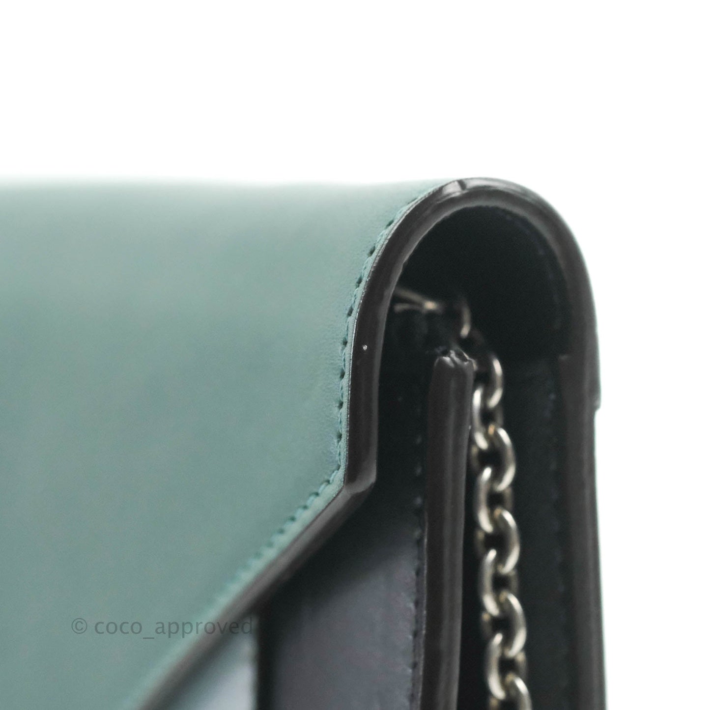 Celine Pocket Envelope Wallet on Chain Blue/Green/Navy Silver Hardware