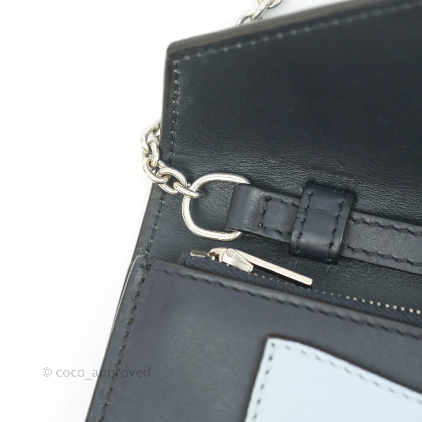 Celine Pocket Envelope Wallet on Chain Blue/Green/Navy Silver Hardware