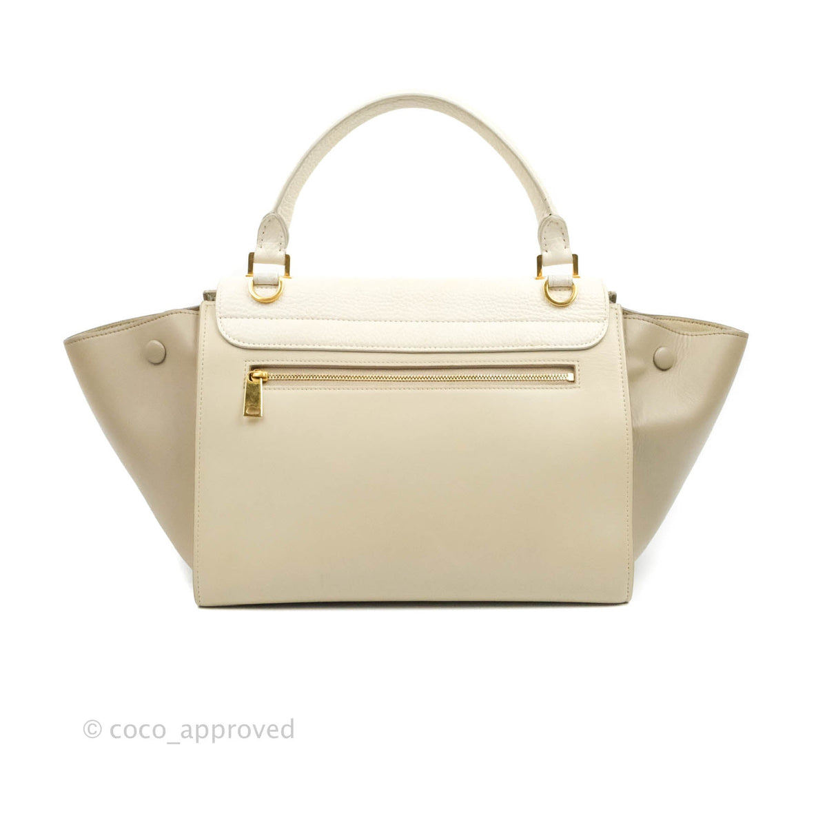 Celine Small Sleek Calfskin Tri-Color Trapeze Ivory