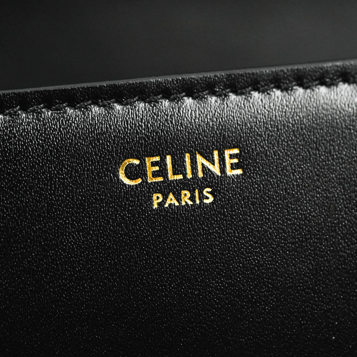 Celine Chain Bag Triomphe in Black Calfskin