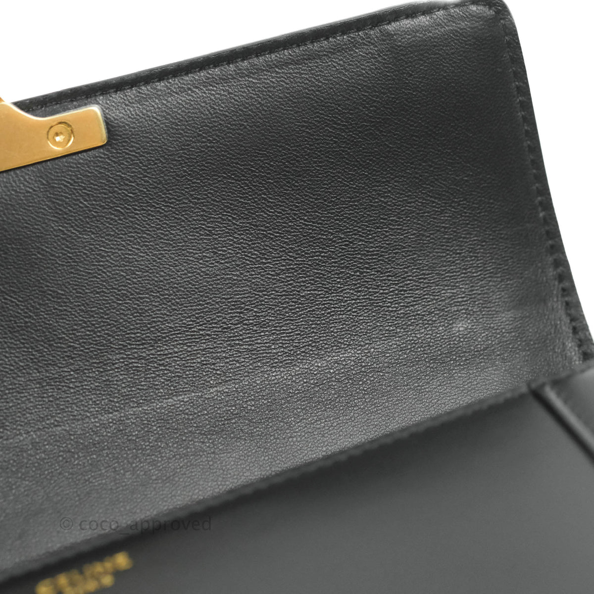 Celine Chain Bag Triomphe in Black Calfskin