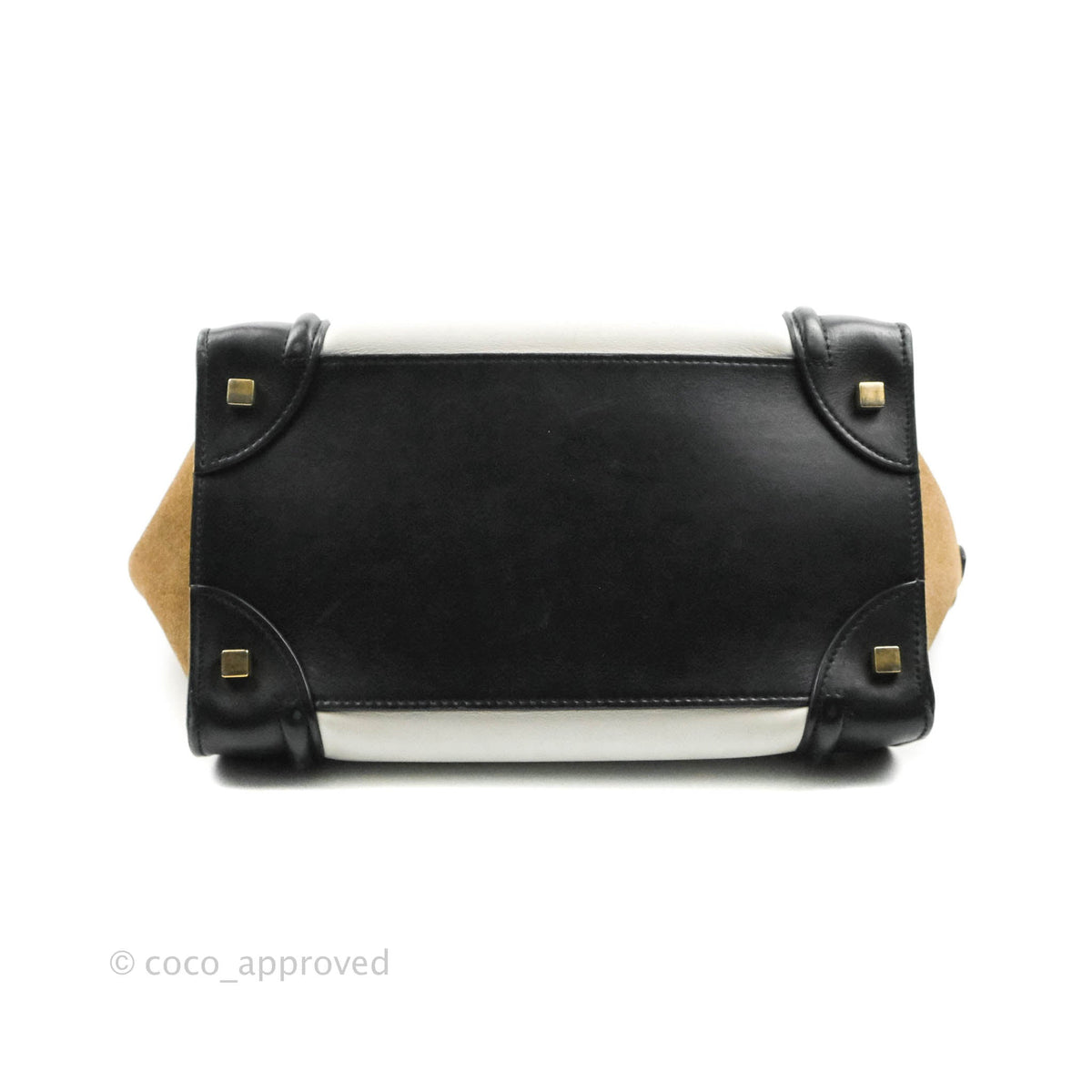 Celine Mini Luggage Bag Black/White/Brown Calfskin
