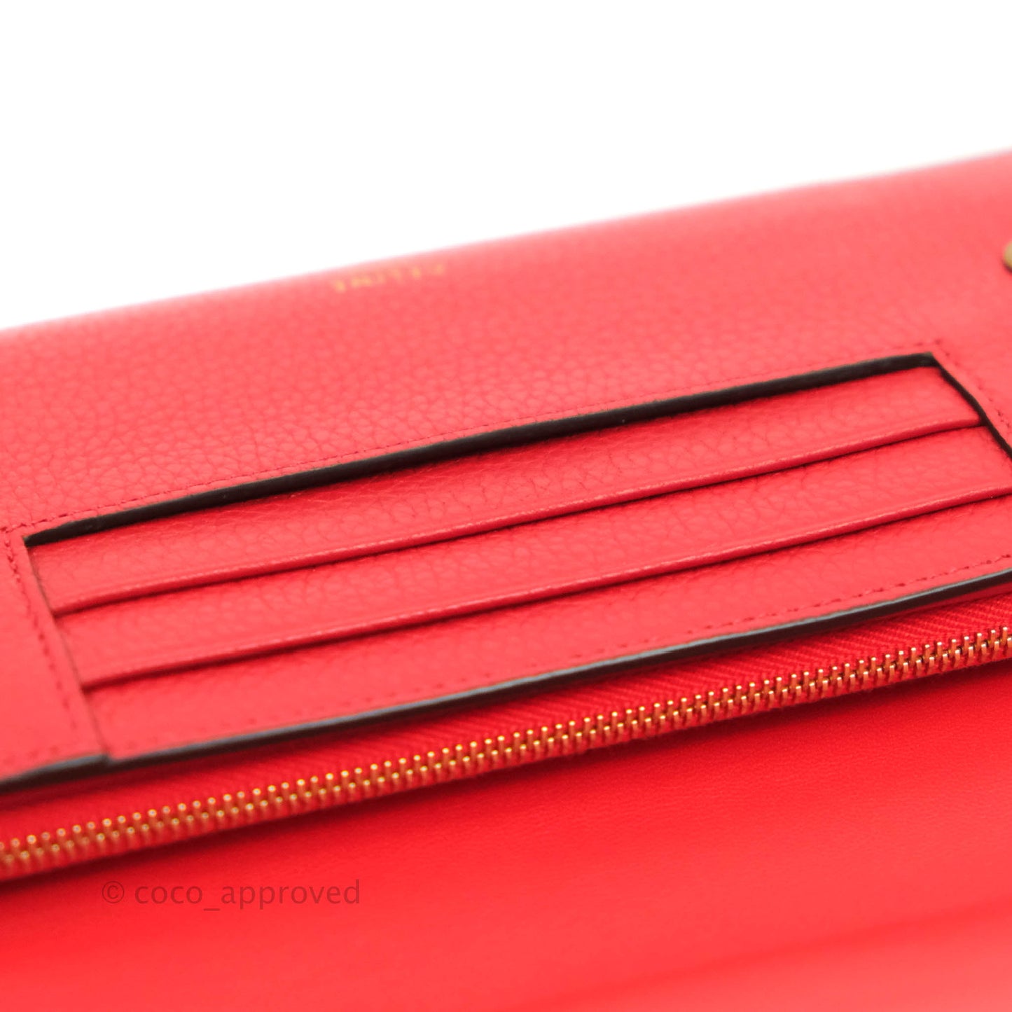 Celine Large Multifunction Flap Wallet Red Grained Leather